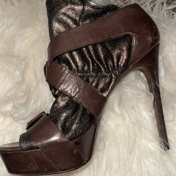 Vera Wang Lavender Greta Brown Open Toe Platform Ankle Boot - Picture 3 of 9